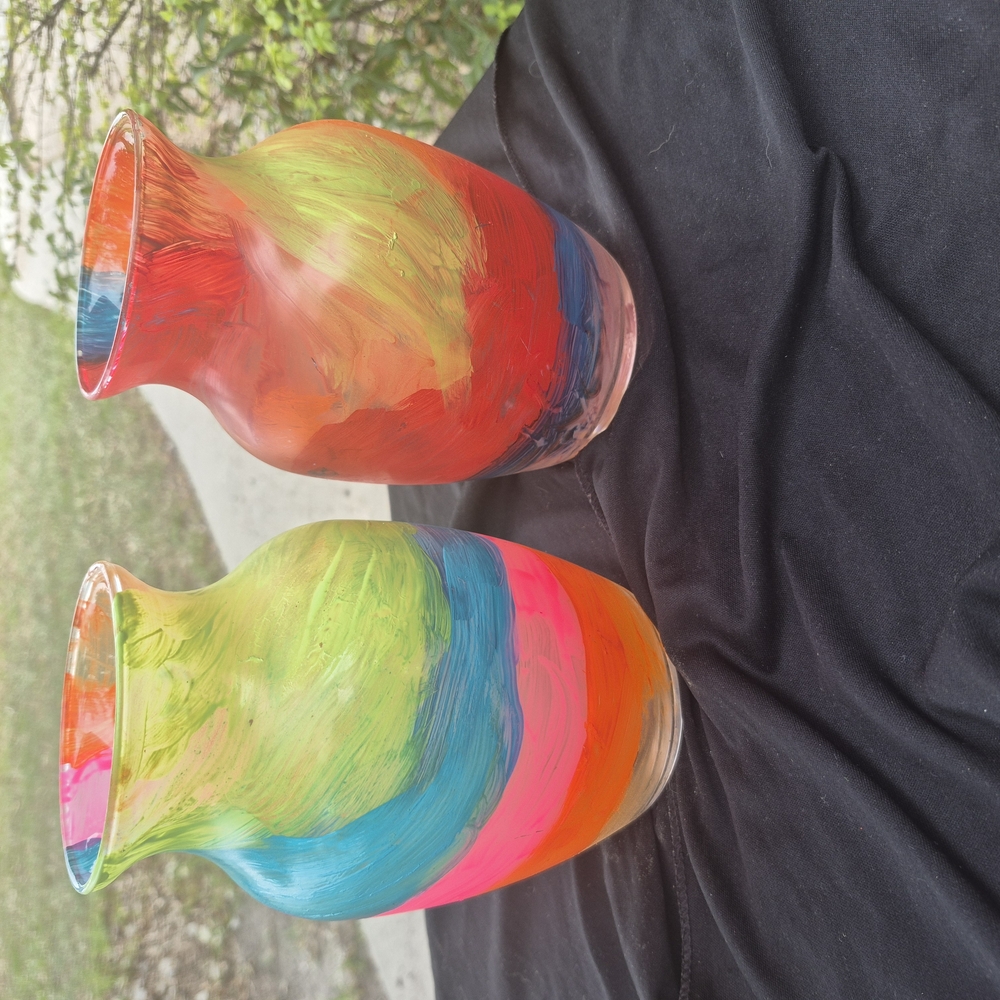 Colorful Swirl Glass Vases
